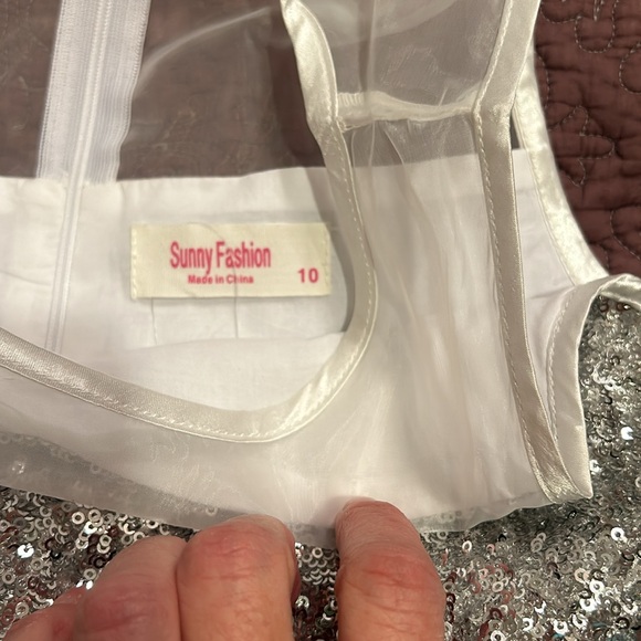 Aqua, white & silver girls party dress - Picture 4 of 4